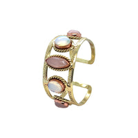 Amara Rose Quartz and Opalite Stone  Cuff