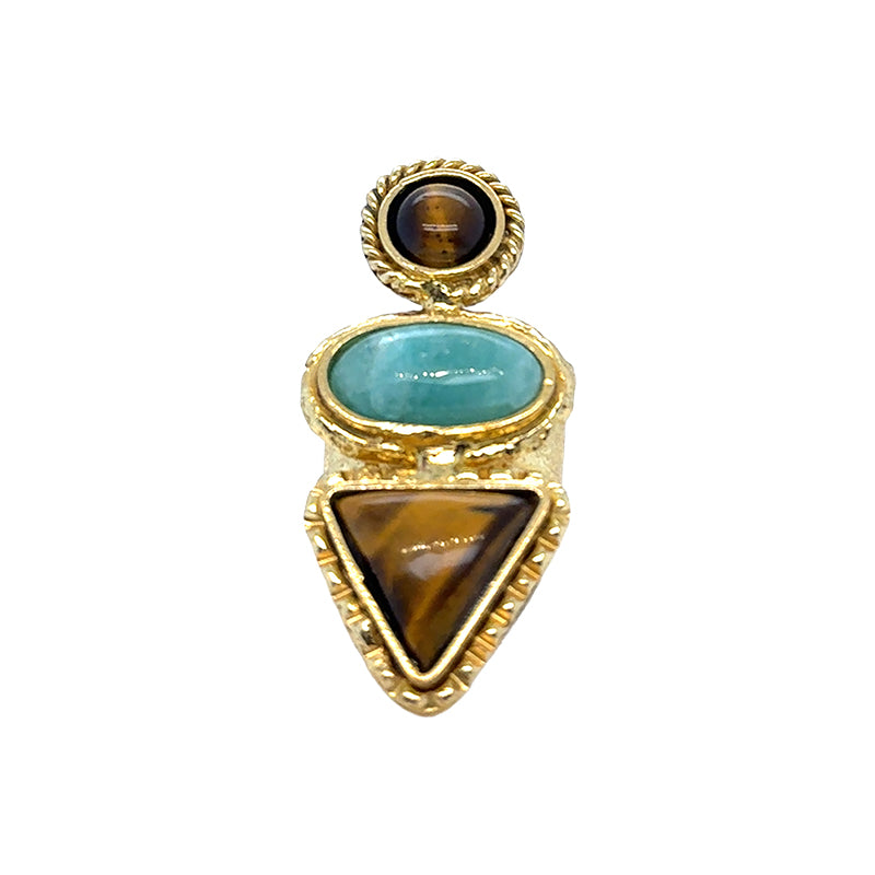 Amara TriStone Amazonite and Tigers Eye Ring