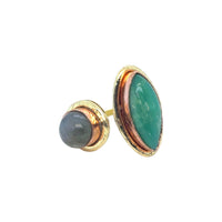 Amara Marquise Chrysoprase and Round Labrodorite Ring