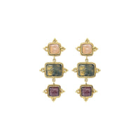 Amara Triple Square Stone Drop Earrings