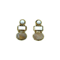 Amara Pearl and Rose Quartz Triple Drop Earrings
