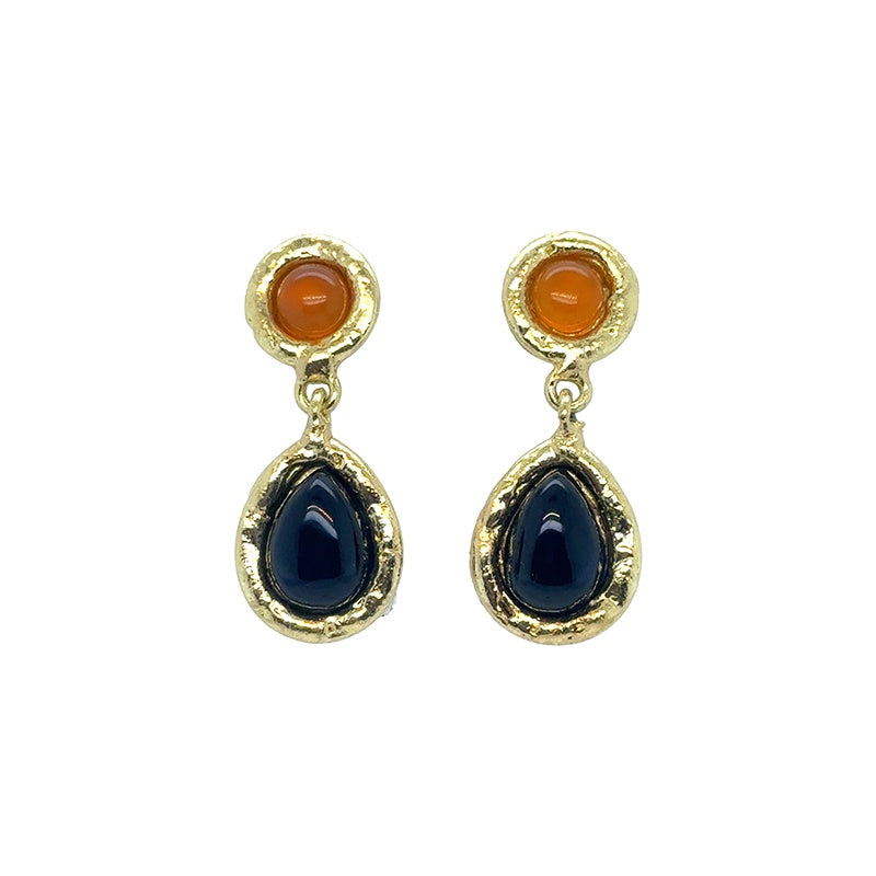 Amara Lemon and Black Onyx Double Drop Earrings