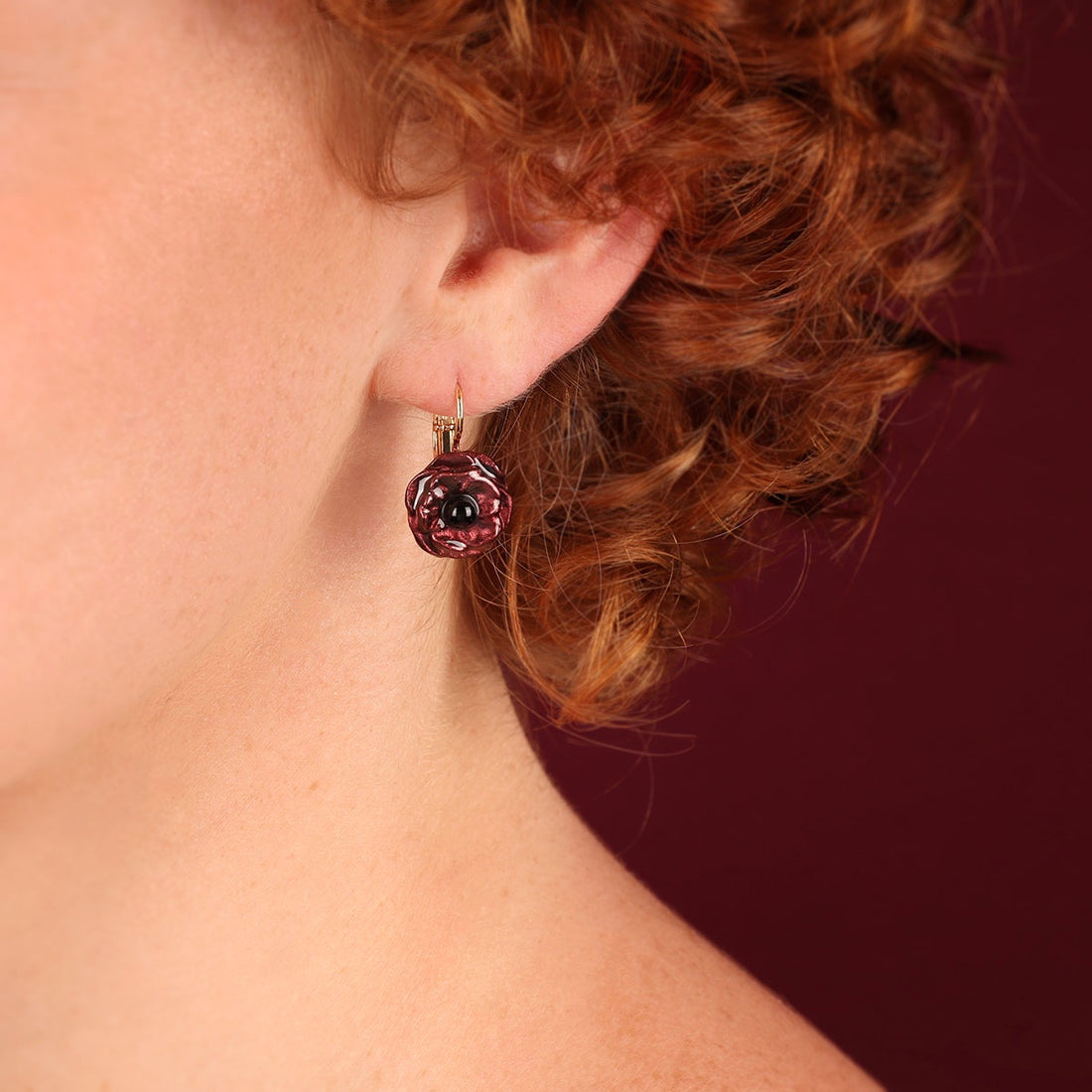 Carmen Red  Flower Earrings
