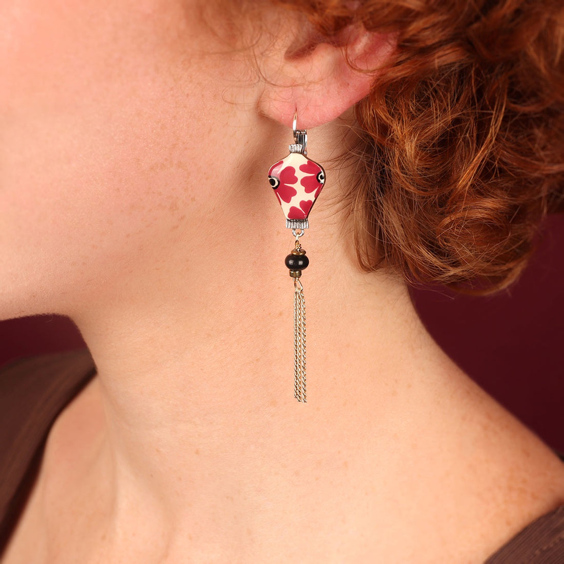 Etincelle  Red Daisy Lantern Earrings
