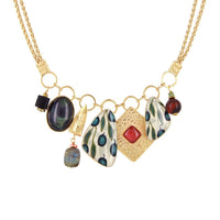 Olive Multi Charm Gold Necklace