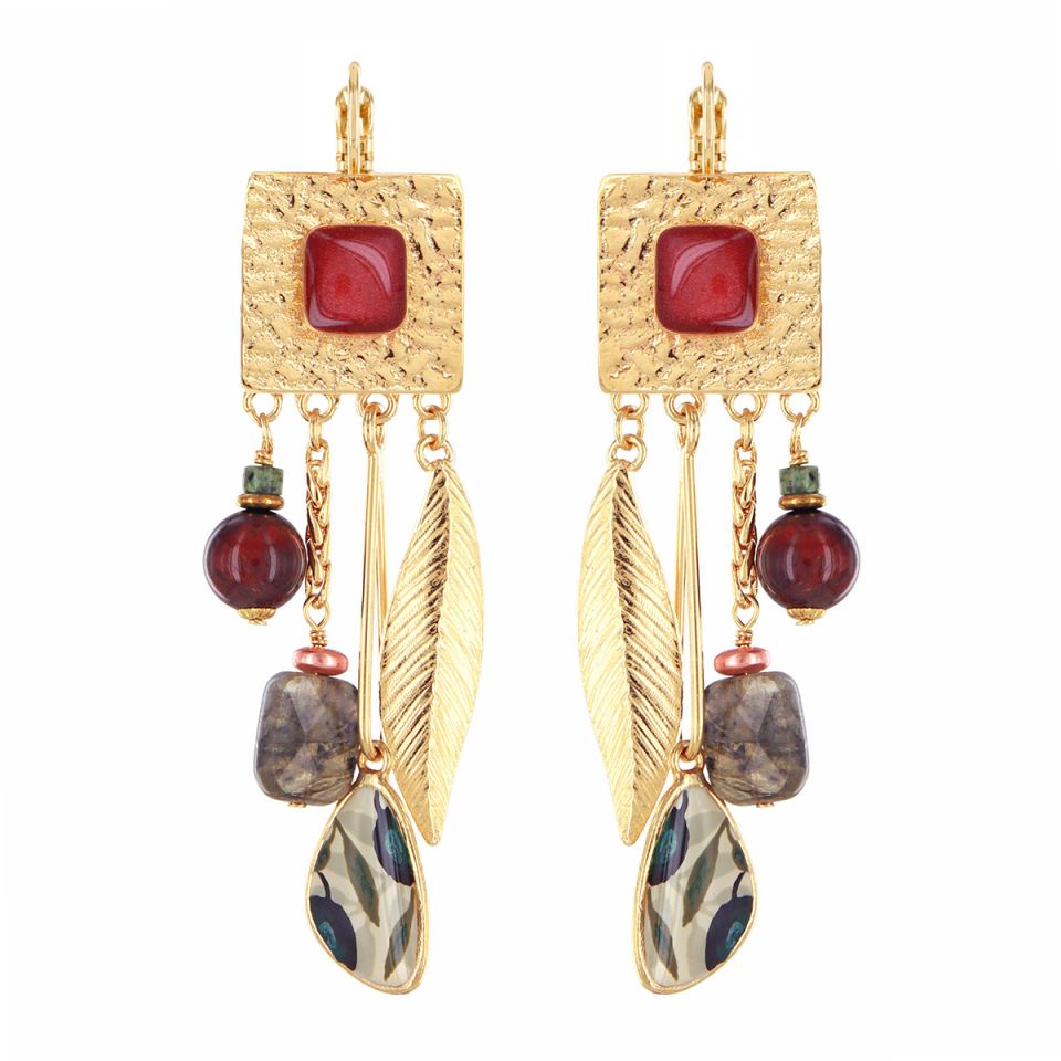 Olive Square Drop Earrings
