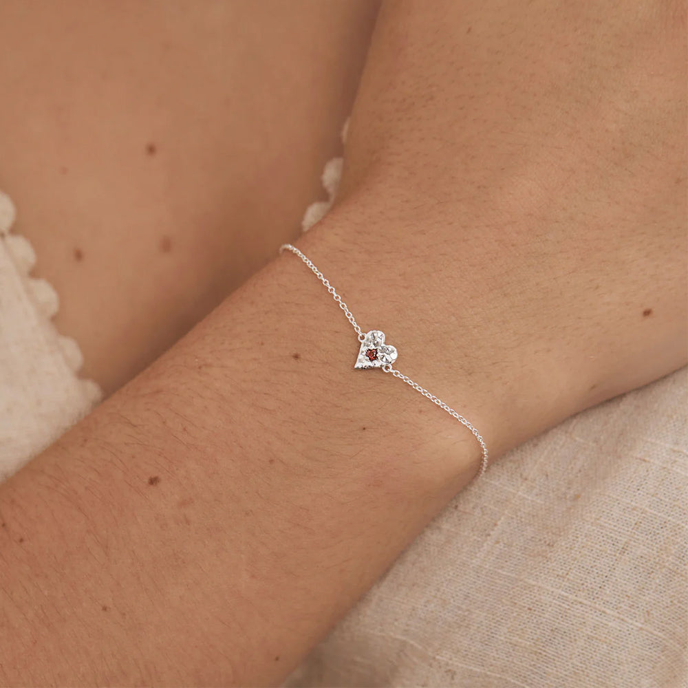 Love Heart Garnet Bracelet