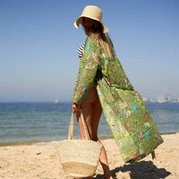 Floral Green Kimono Robe