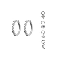 Multi Charm Crystal Hoop Earrings