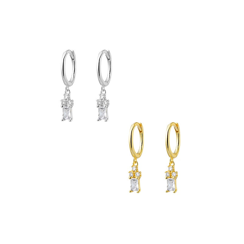 Crystal Baguette Drop Huggies