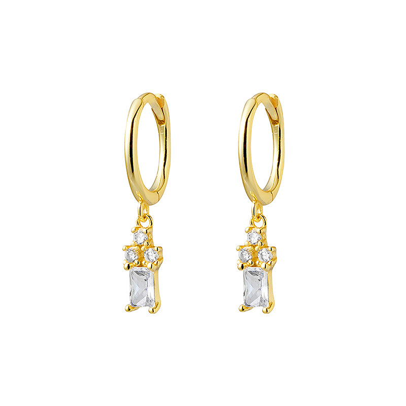 Crystal Baguette Drop Huggies
