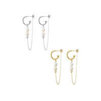 Pearl and Chain Hoop Earrings