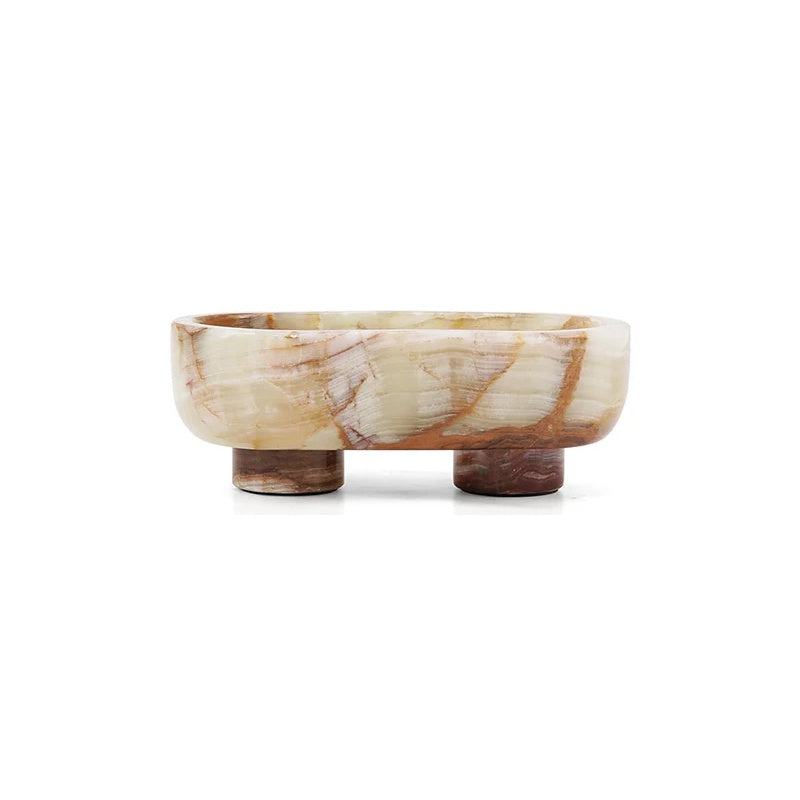 Green Marble Footed Oval Bowl