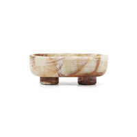 Green Marble Footed Oval Bowl