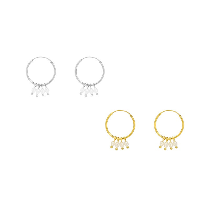 Quad Pearl Hoops