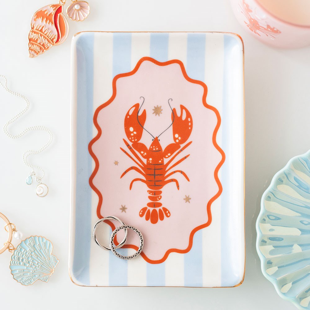 Striped Lobster Trinket Tray