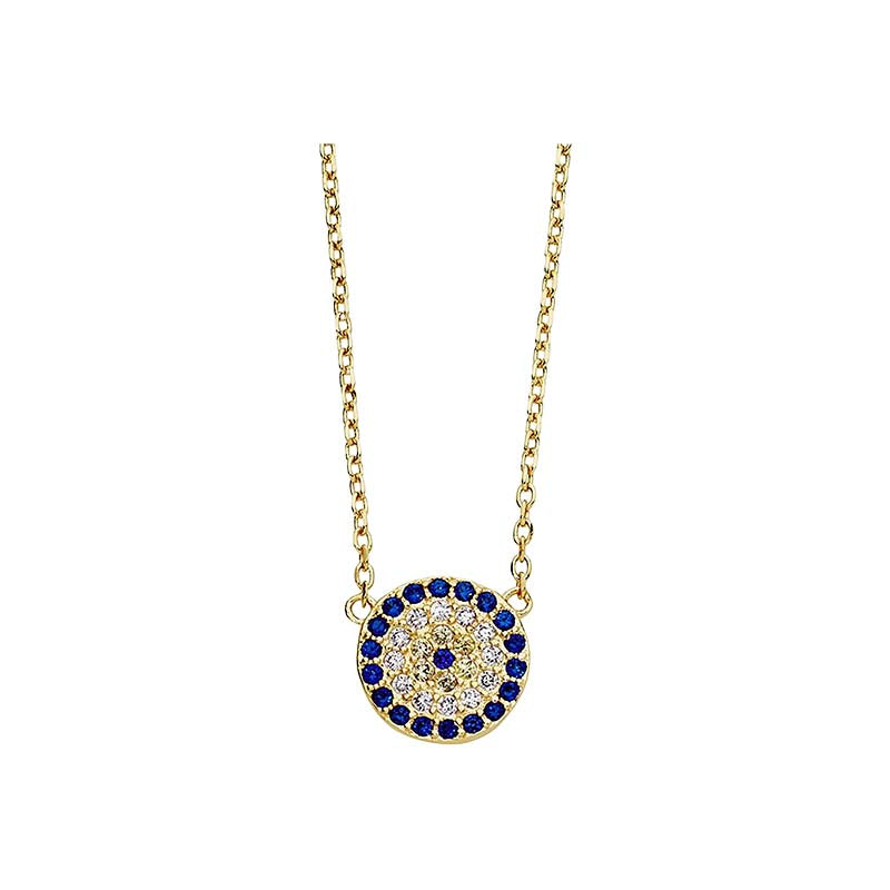 Round Evil Eye Crystal Necklace