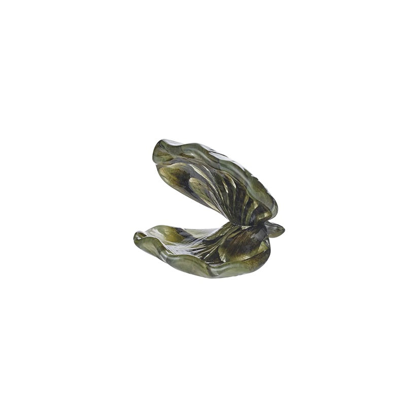 Olive Glass Shell Trinket Dish
