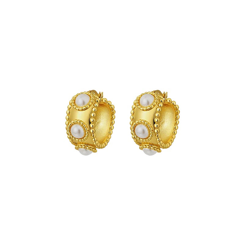 Bohemian Pearl Hoops