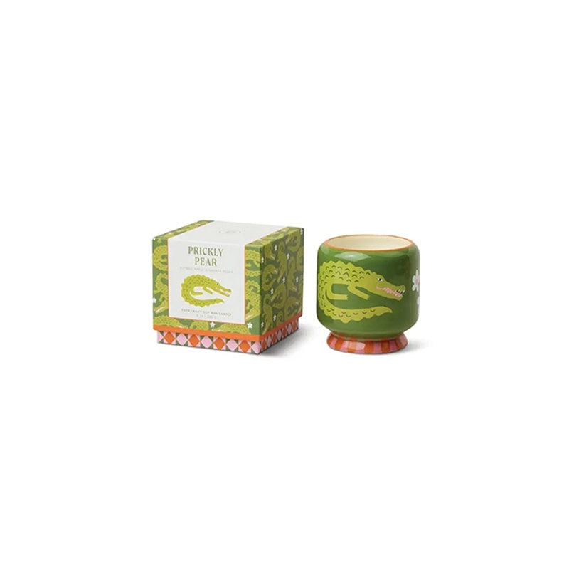 Prickly Pear Crocodile Ceramic Candle