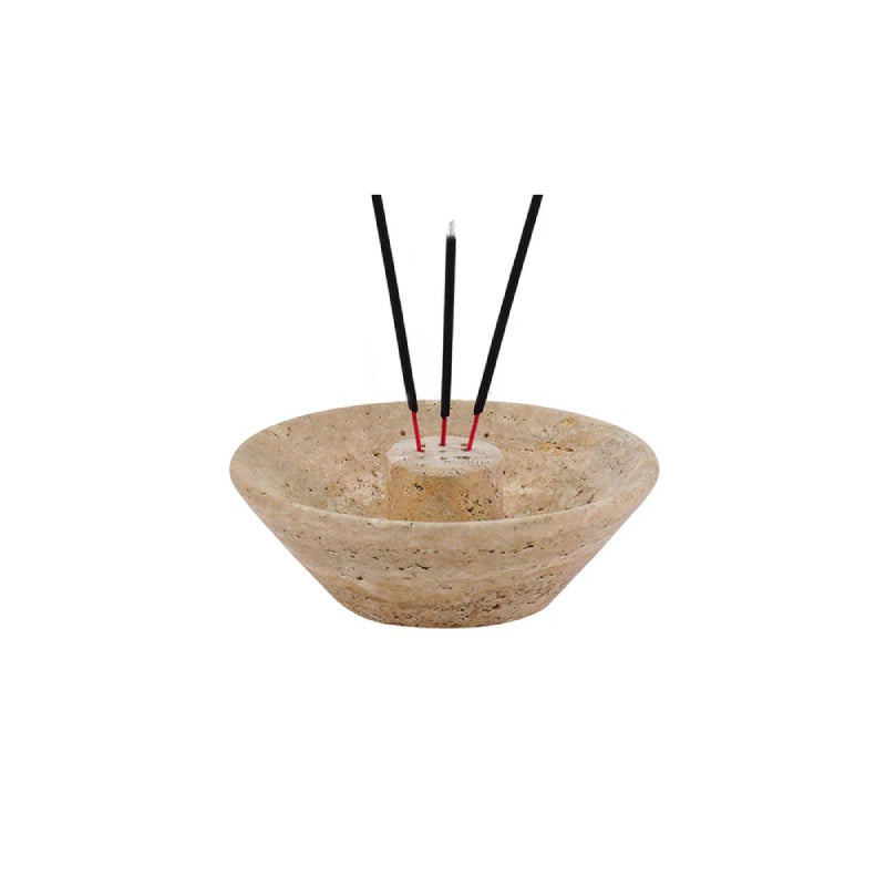 Travertine Round Incense Holder