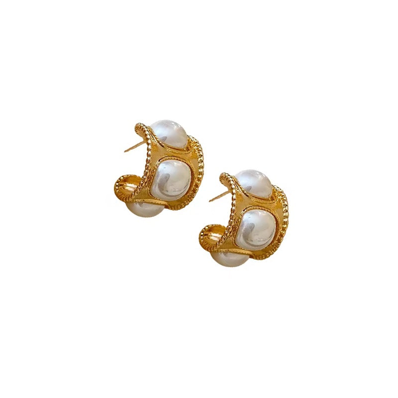 Square Pearl Bohemian Hoops