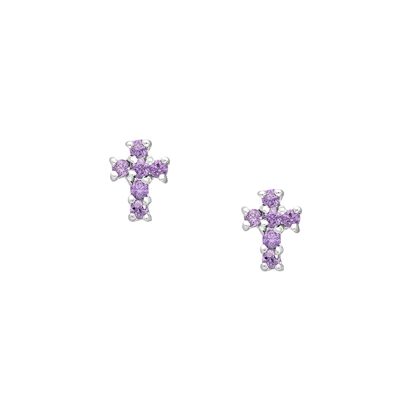 Mini Gemstone Cross Studs