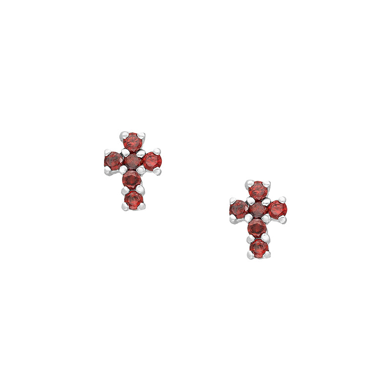 Mini Gemstone Cross Studs