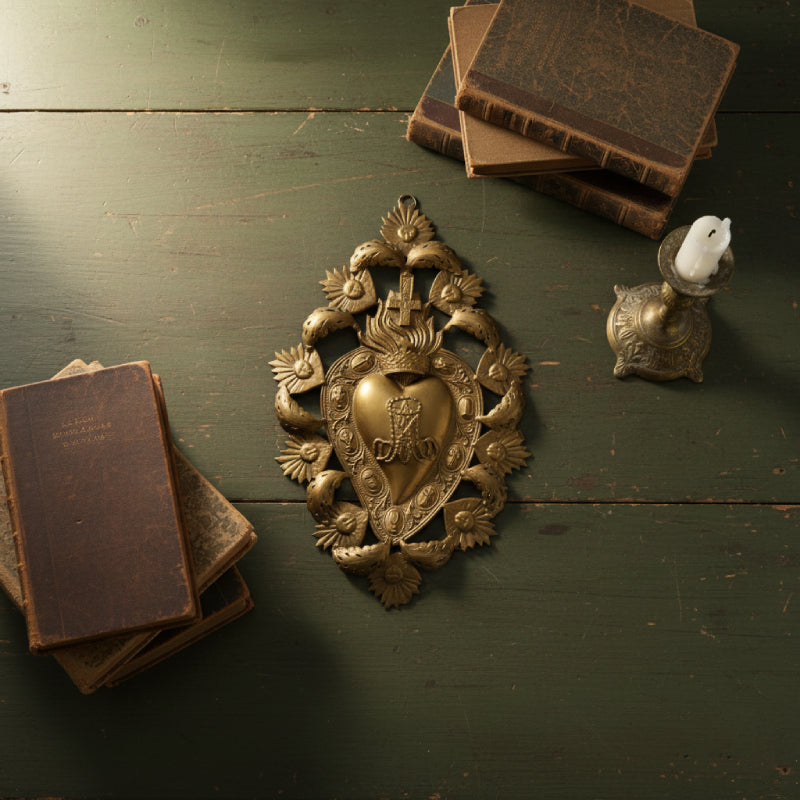 Antique Gold Sacred Heart Wall Plaque