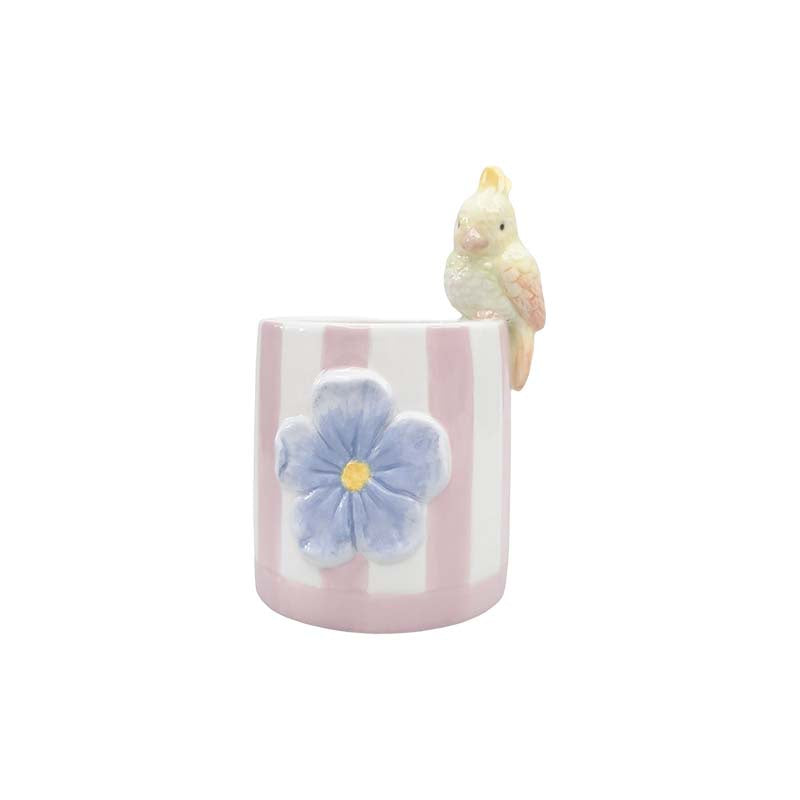 Pink Parrot Striped Planter