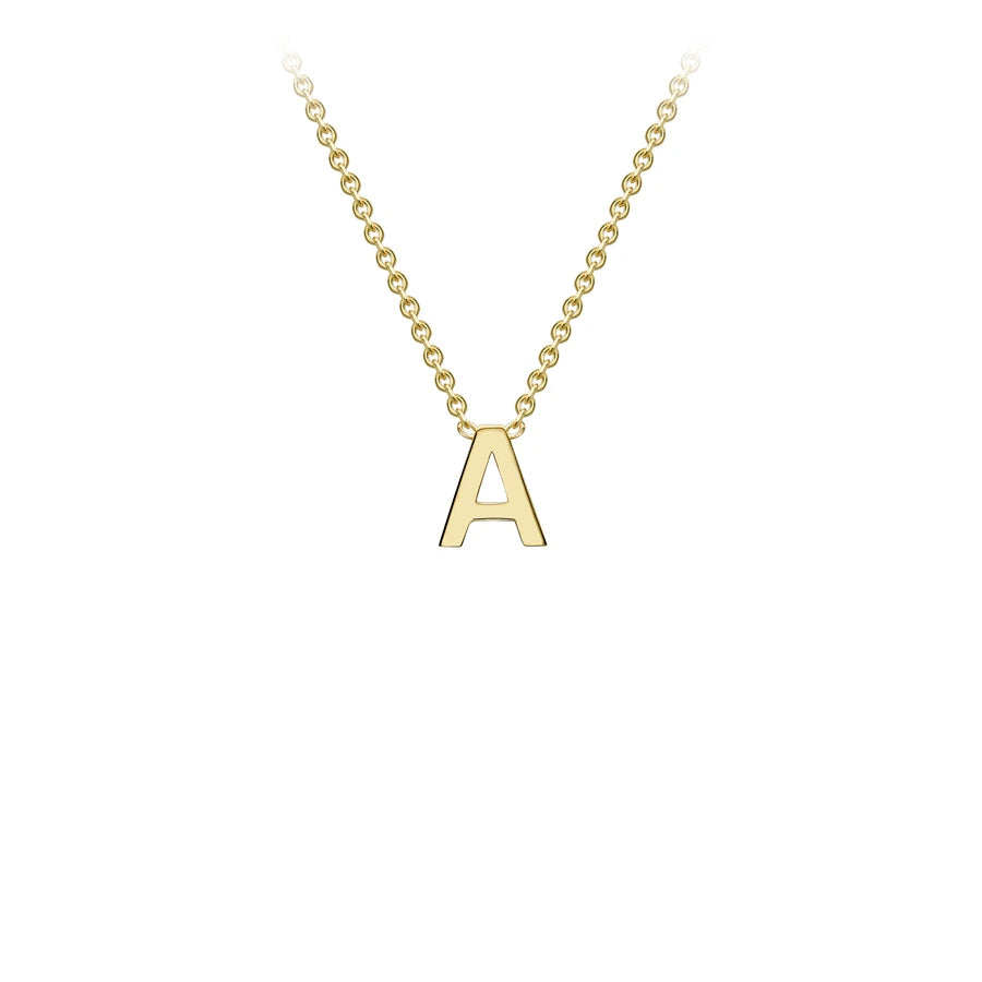 Yellow Solid Gold Initial Necklace