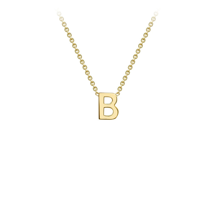 Yellow Solid Gold Initial Necklace