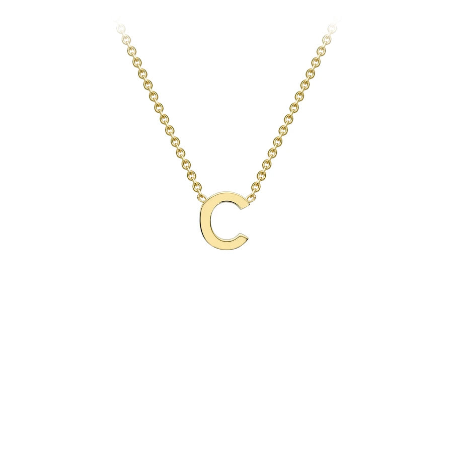 Yellow Solid Gold Initial Necklace