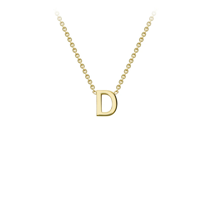 Yellow Solid Gold Initial Necklace