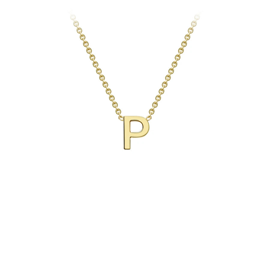 Yellow Solid Gold Initial Necklace