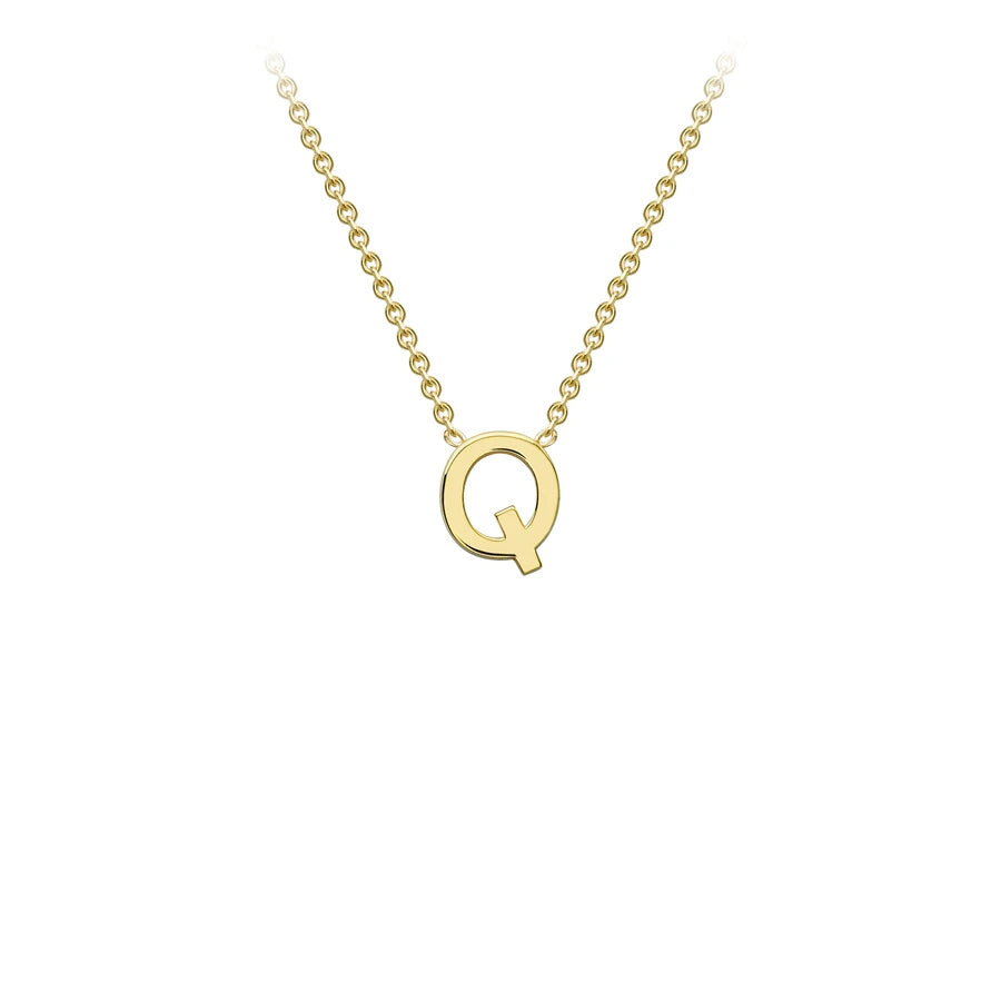 Yellow Solid Gold Initial Necklace