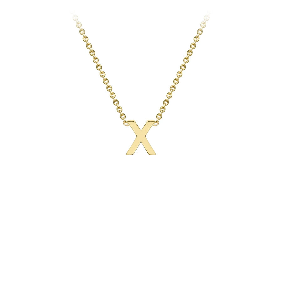 Yellow Solid Gold Initial Necklace
