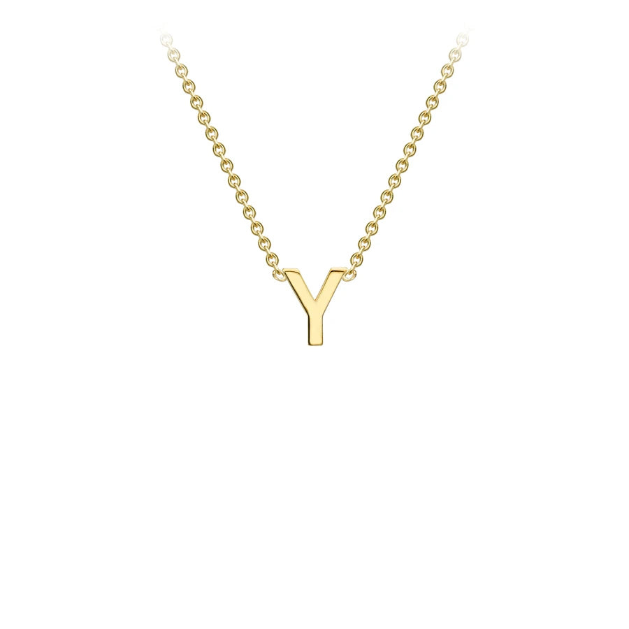 Yellow Solid Gold Initial Necklace