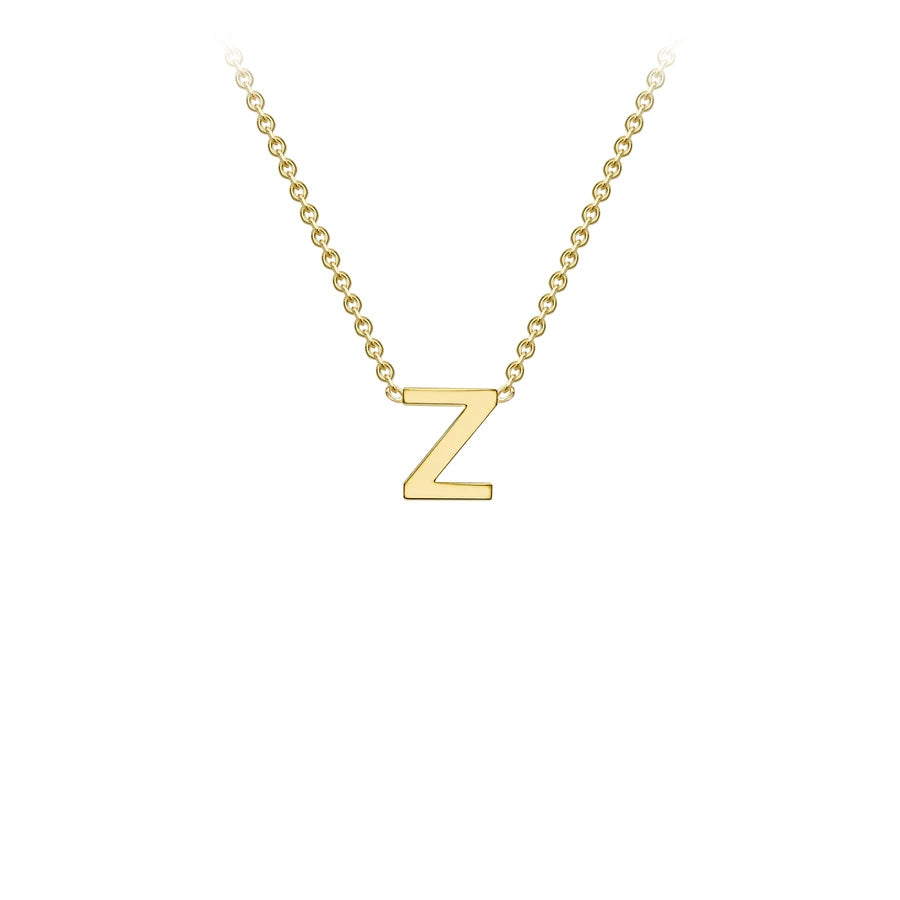 Yellow Solid Gold Initial Necklace