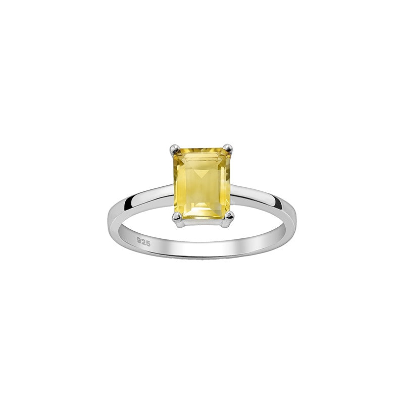 Square Citrine Signet Ring