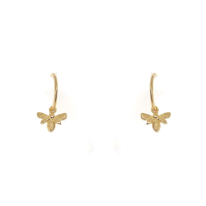 Hanging Bee Hoop Earrings