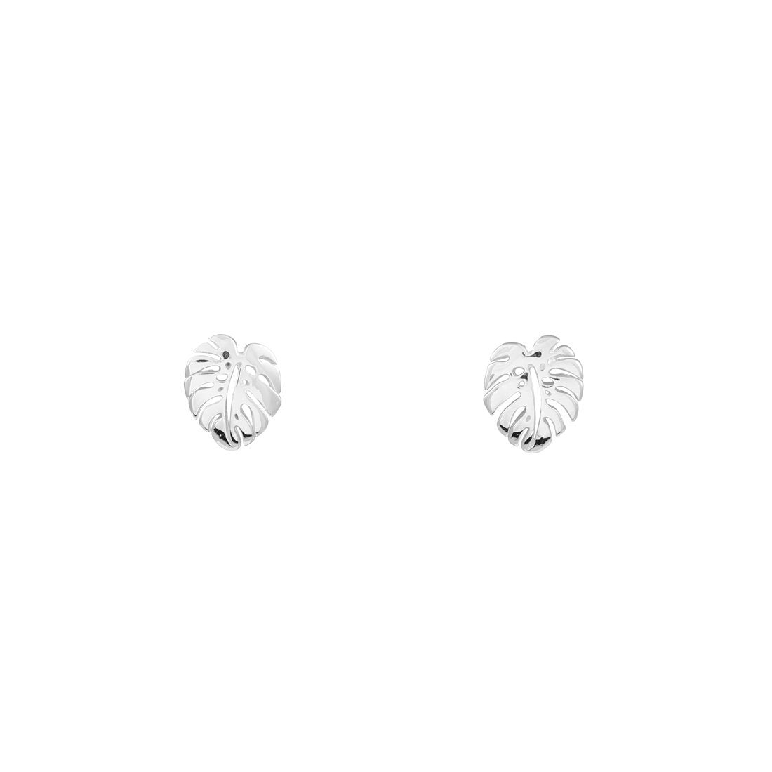 Monstera Studs - Silver
