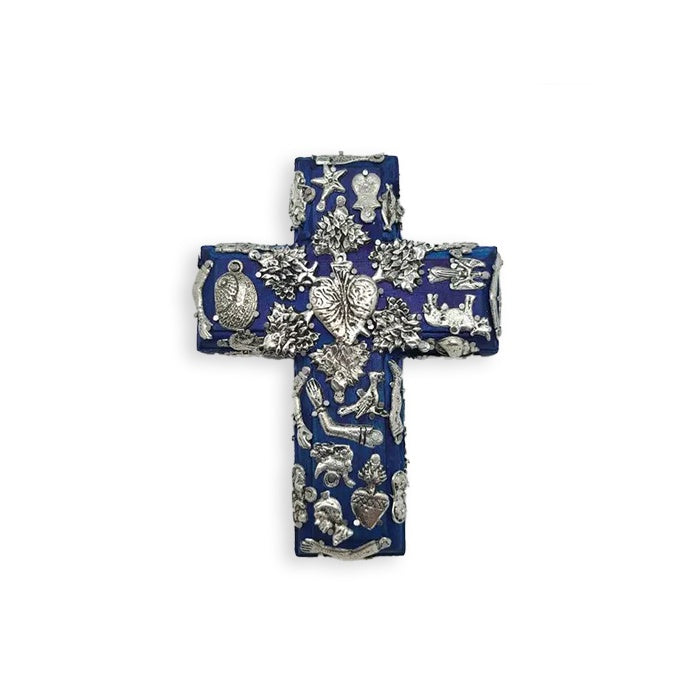 Wood Milagros Cross - Blue