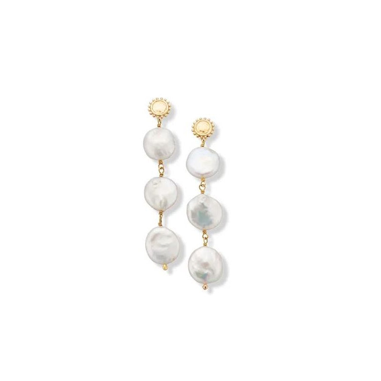 Rhodes Three Pearl Drop Earrings