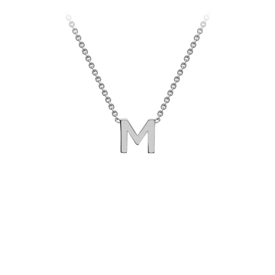 White Solid Gold Initial Necklace