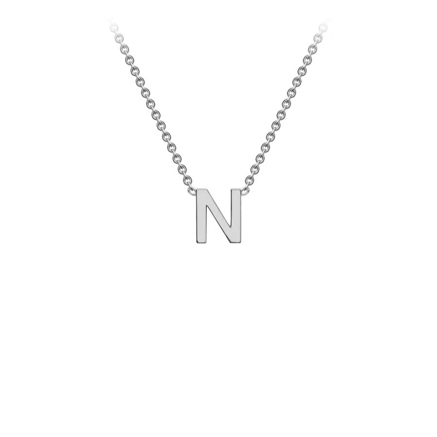 White Solid Gold Initial Necklace