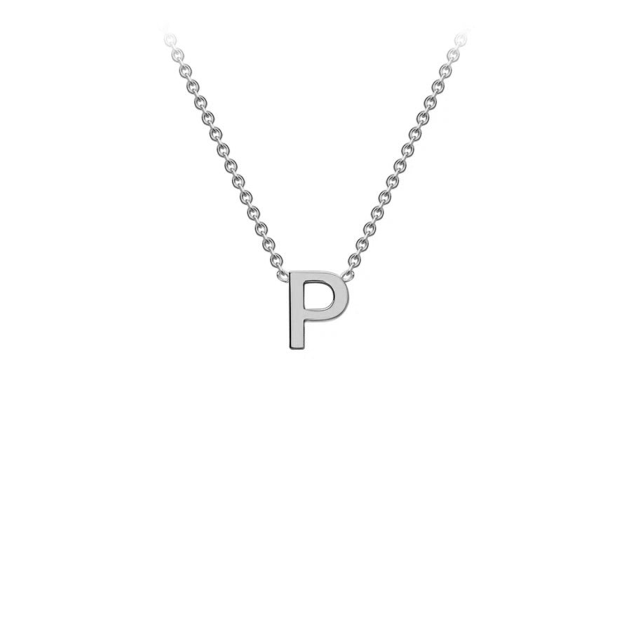 White Solid Gold Initial Necklace