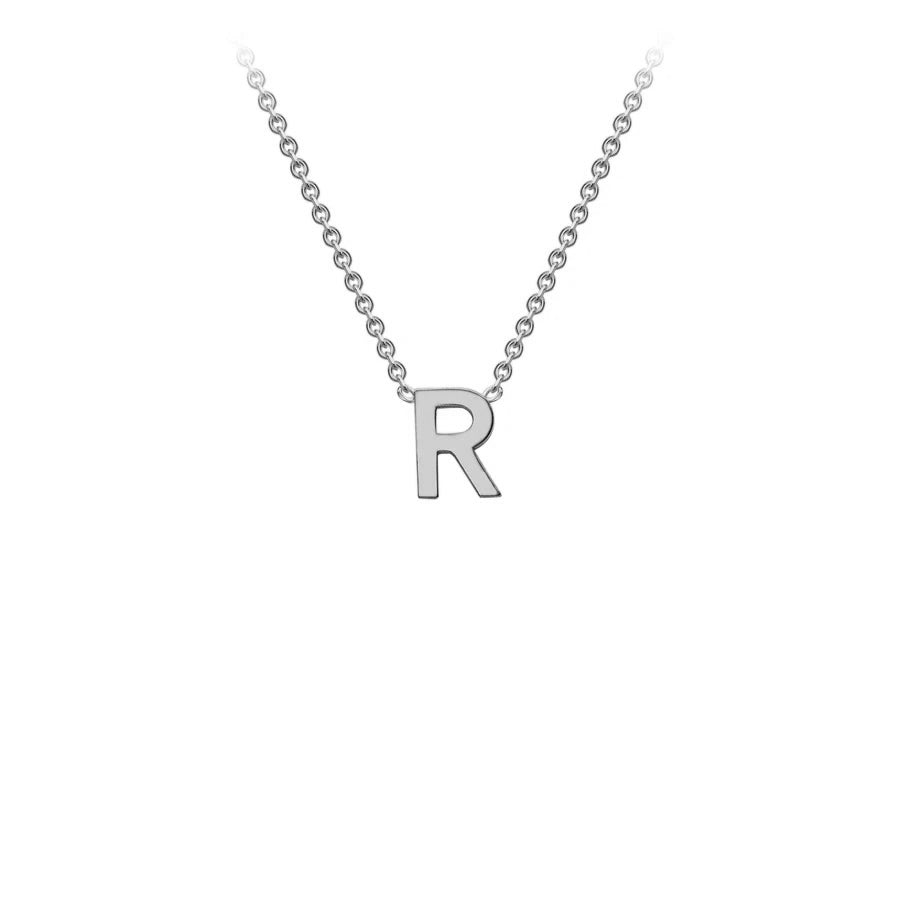 White Solid Gold Initial Necklace