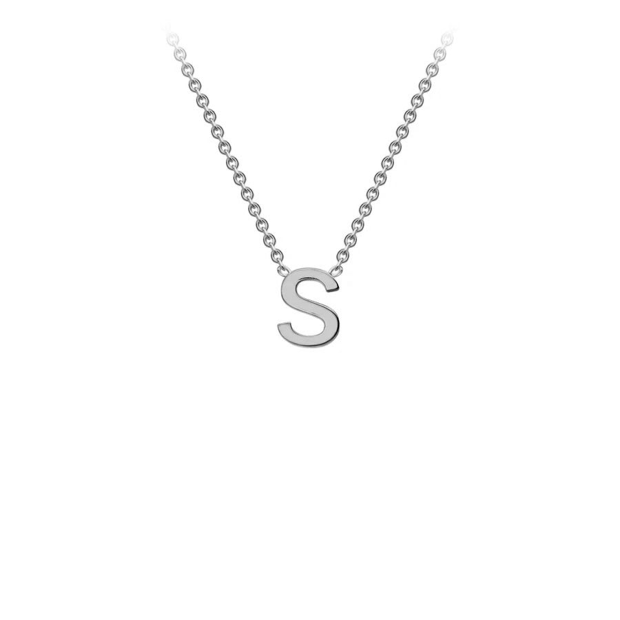 White Solid Gold Initial Necklace