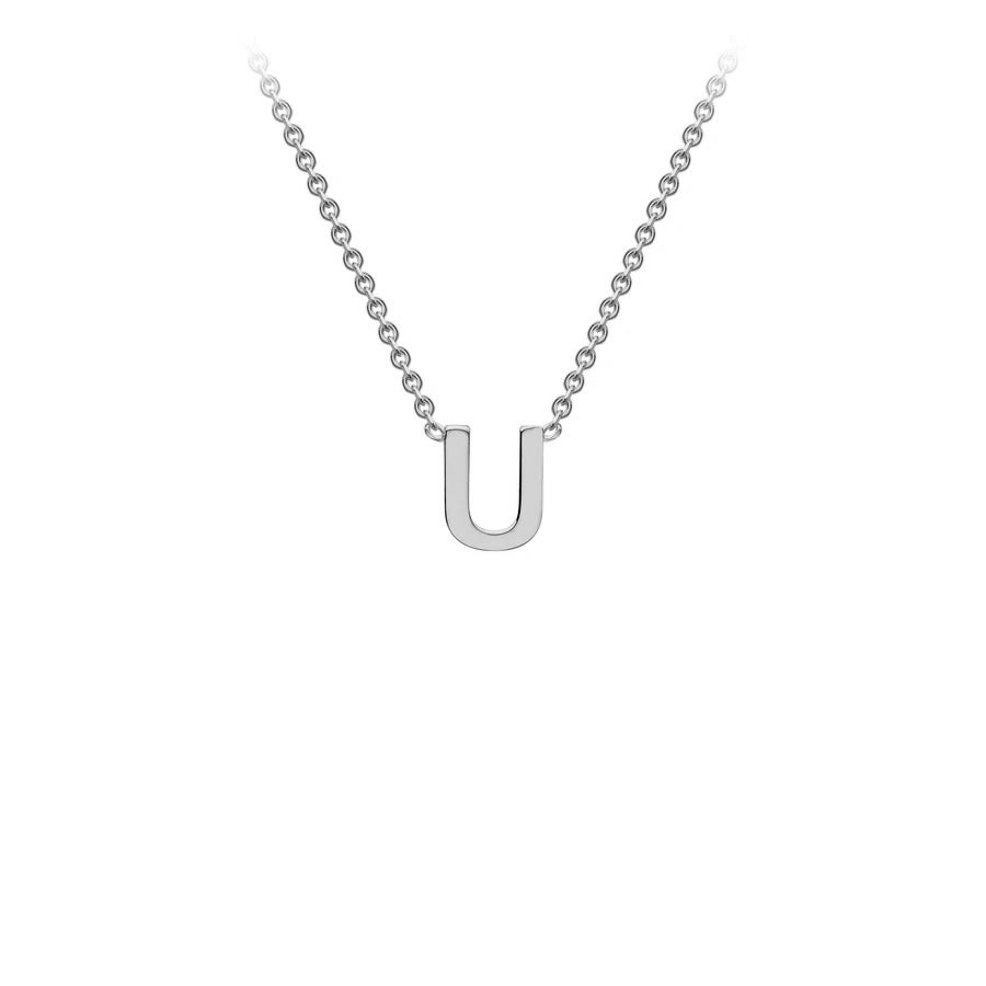 White Solid Gold Initial Necklace